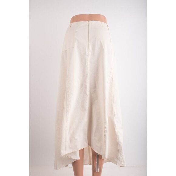 Zara Womans Midi Skirt Size XL Cream Beige Asymmetric Hem 4764/402 NWT - Picture 4 of 7